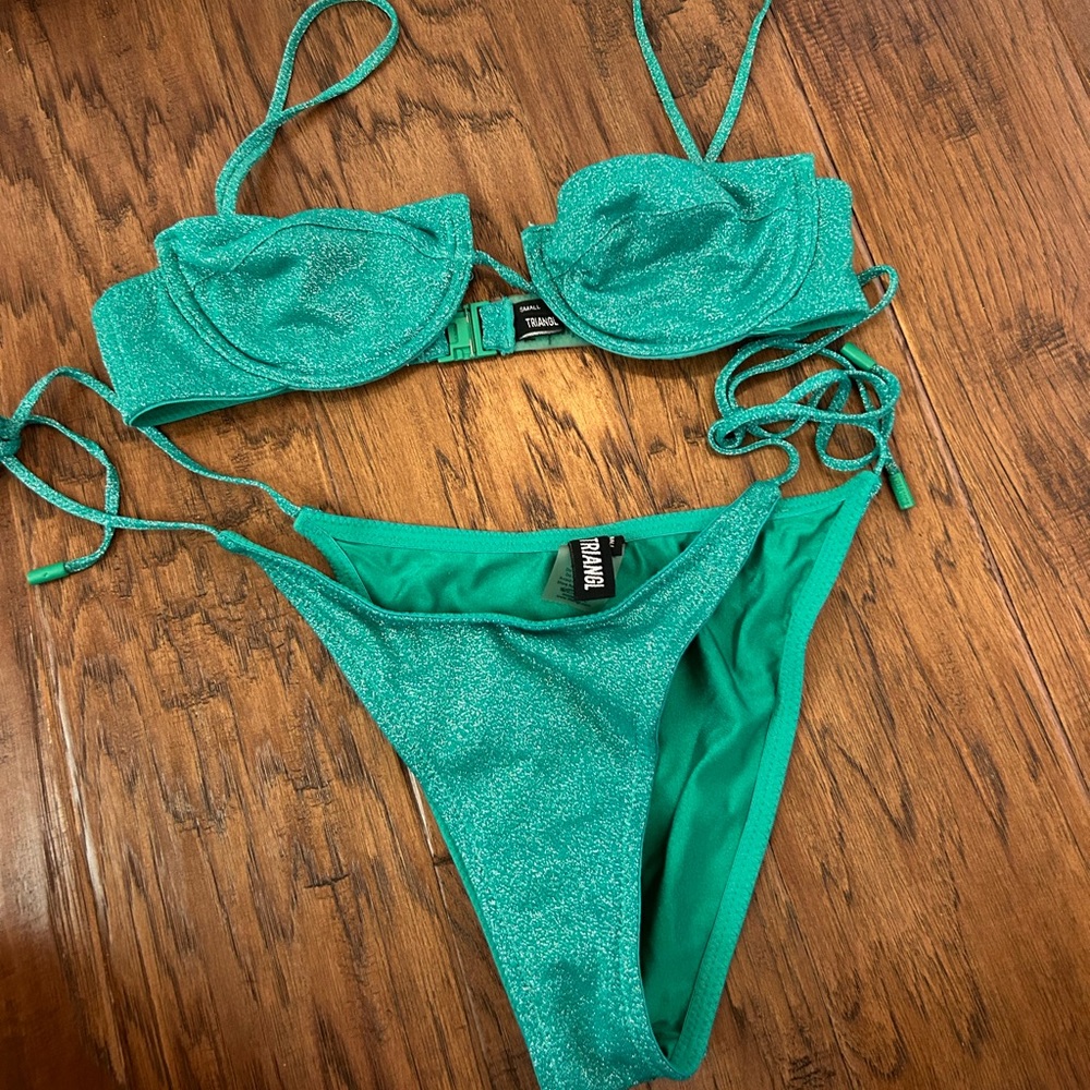 Triangl green sparkly bikini